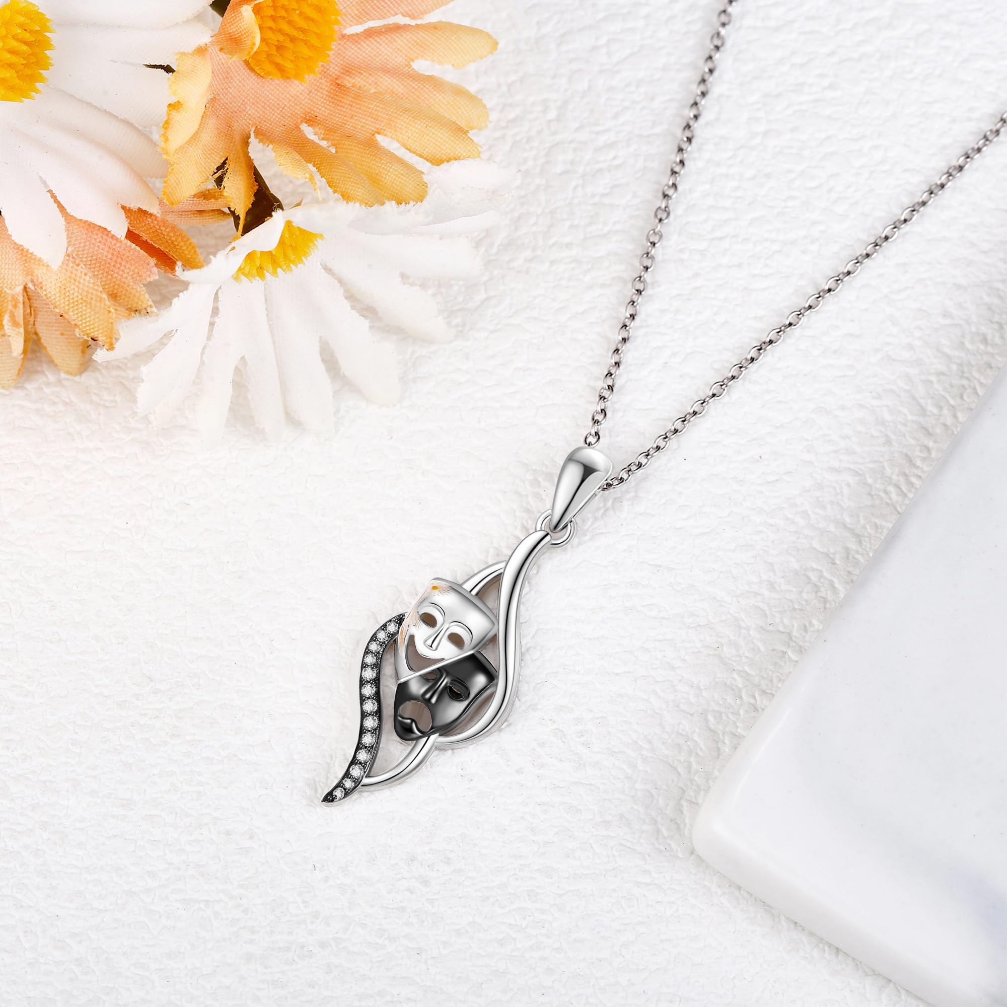 Collana con commedia e maschere tragedia in argento Sterling, per donne
