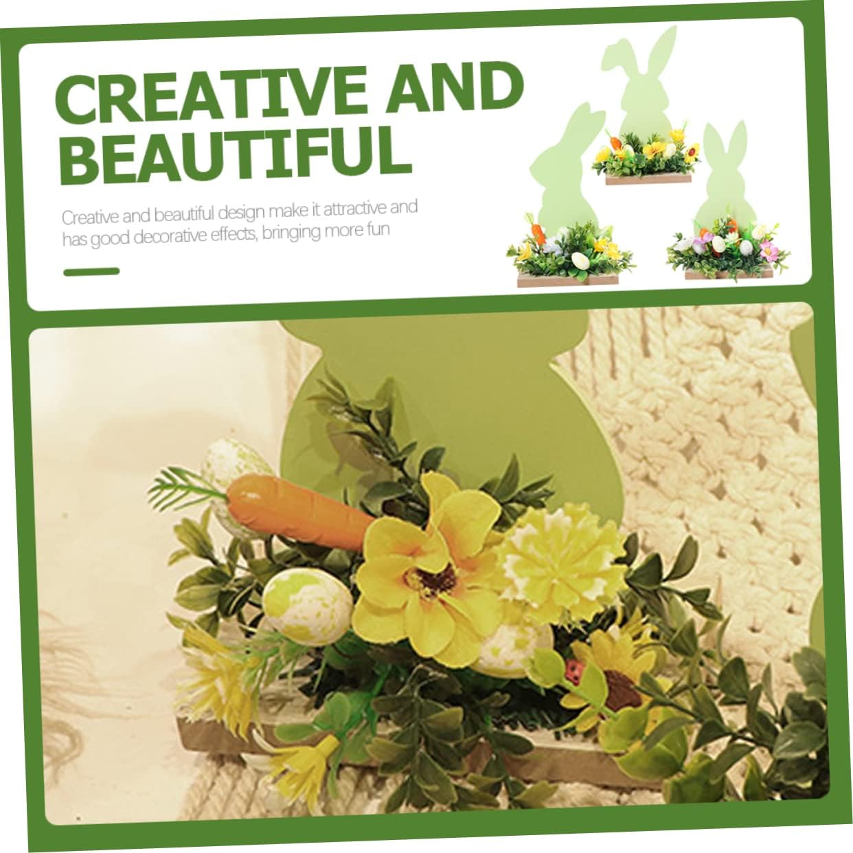 Zerodeko 3pcs Easter Bunny Table Decorations Spring Tabletop Centerpieces for Home Office Party Multi-Purpose Easter Decor Stable Base for Seasonal Celebrations