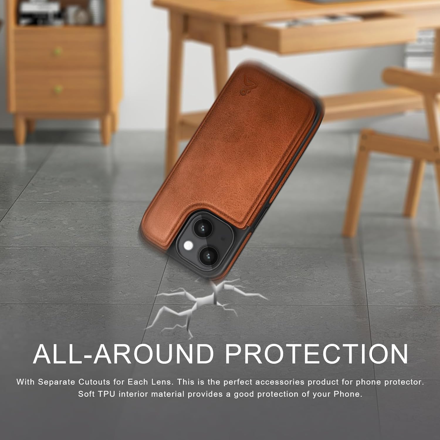 DJDUCK Designed for iPhone 15 Case Wallet with Card Holder, [Magnetic Clasp Cover] [RFID Blocking Leather Protection] Shockproof Women Men Cases 6.1 Inch for Apple 15 Light Brown - Image 5