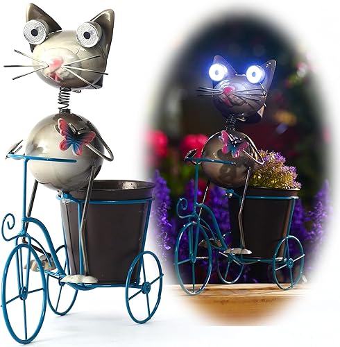 Miniatura 6 de Luz de estatua de metal de gato negro, decoración de estatua de gato negro para jardín al aire libre, para amantes de los gatos (gato negro)