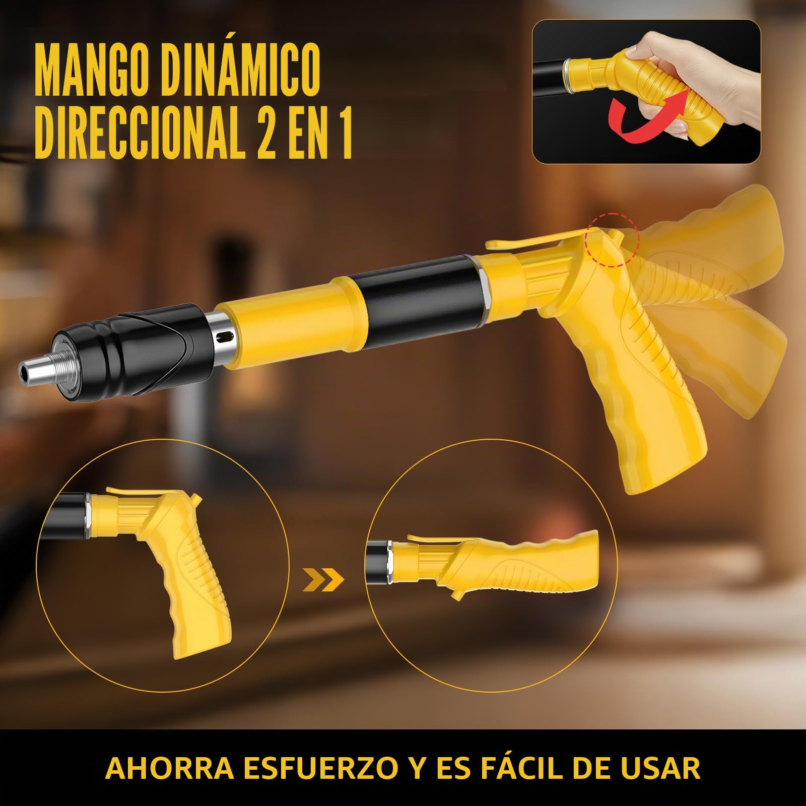 Pistola de Clavos, 5 Modos Ajustables y Mango Giratorio con Varilla de Extensión, Clavadora Hormigon para Reparaciones y Pistola Clavos para Entusiastas del Bricolaje