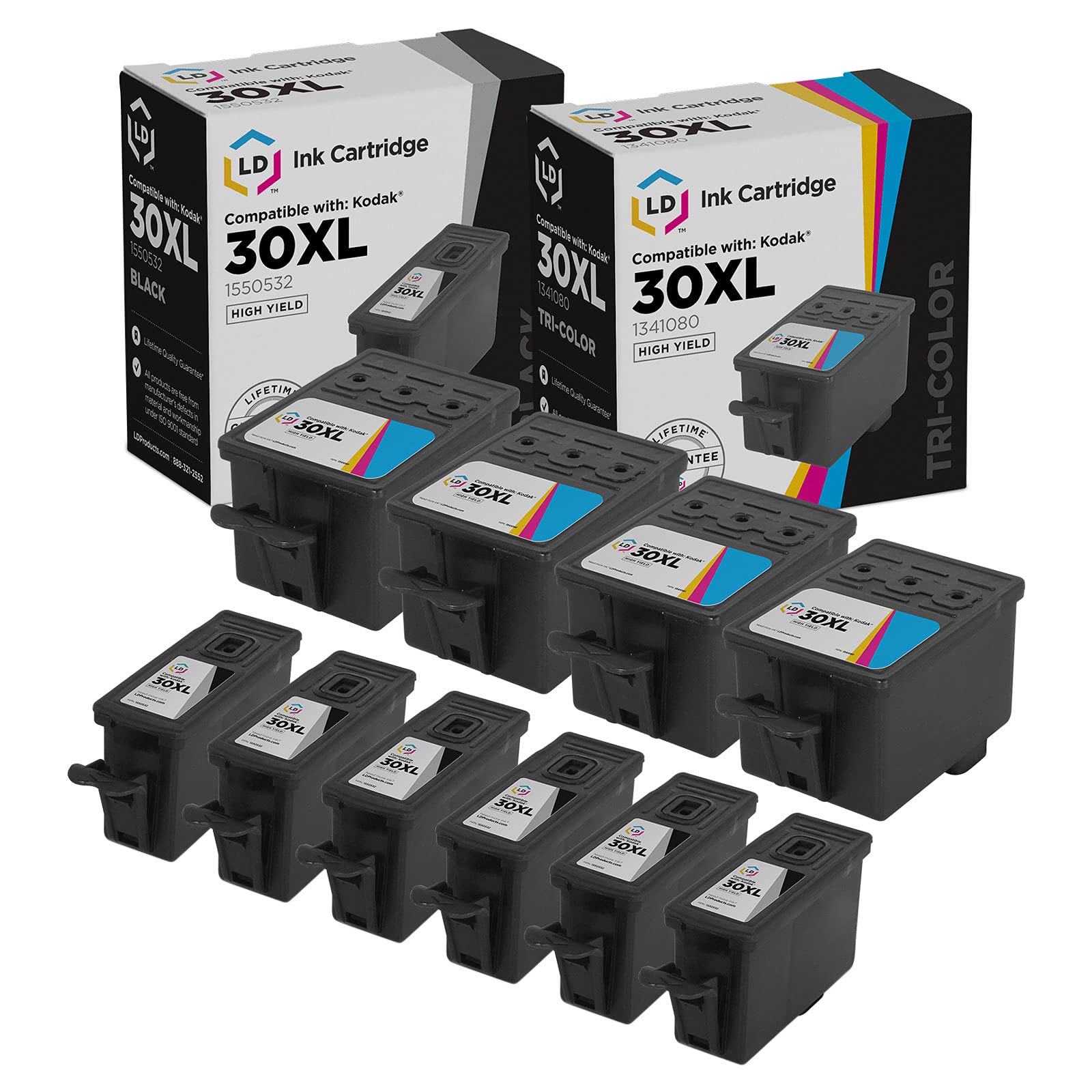 LD Products Compatible Ink Cartridge Replacement for Kodak 30XL High Yield (6 Black, 4 Color, 10-Pack) Compatible with SP 1.2 3.2 3.2S C110 C310 C315