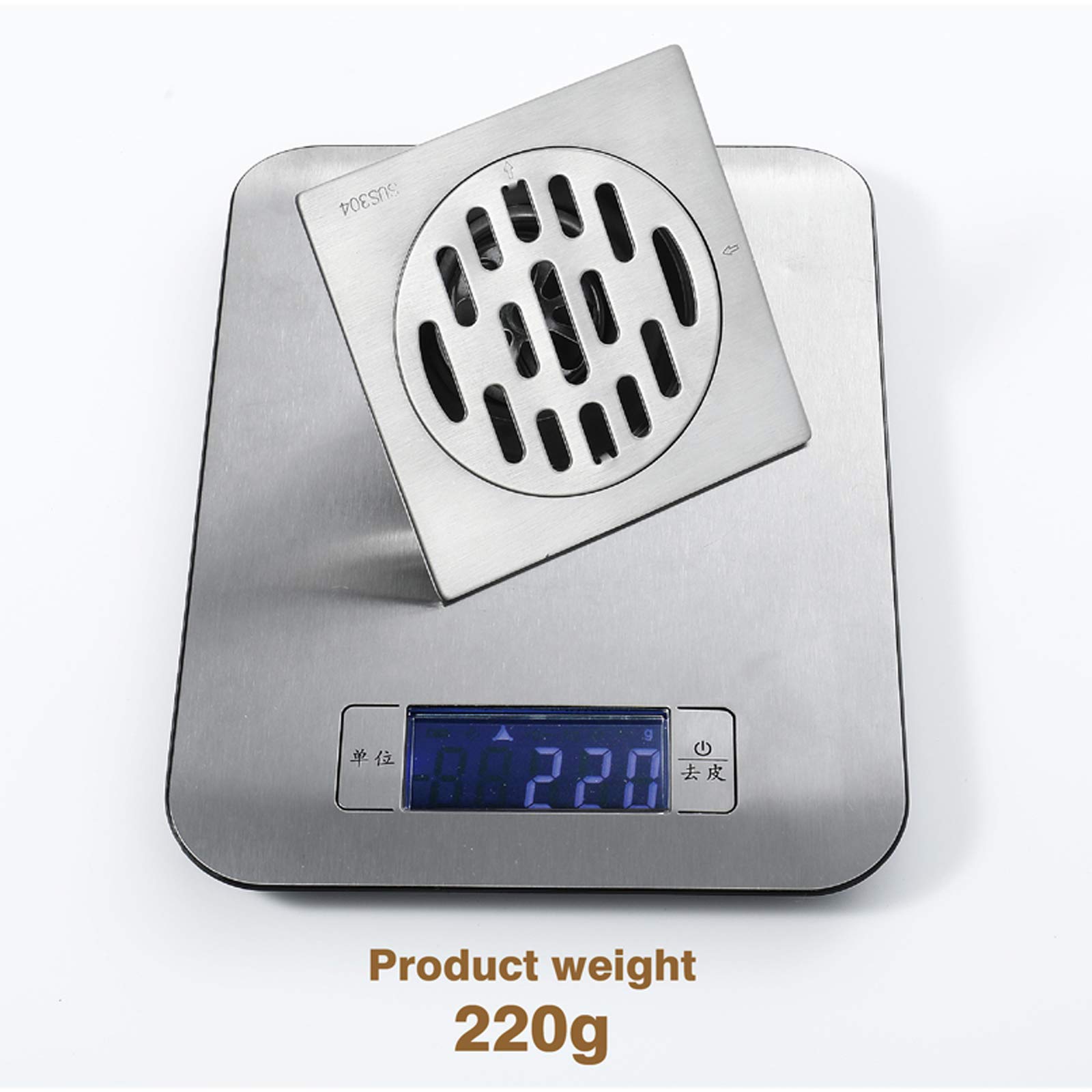 Desagüe de Piso, Protectores de Drenaje, desagüe de Piso de Ducha de 4 Pulgadas, Desodorante de Acero Inoxidable 304, desagüe de Ducha Cuadrado Cromado con Cubierta extraíble, Rejilla Gr