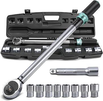 Heavy Duty 60 330Nm Torque Wrench Set   1/2" Drive, 8-Piece Dual-Direction Click Wrench Ideal for Cars, Motorcycles & Equipment