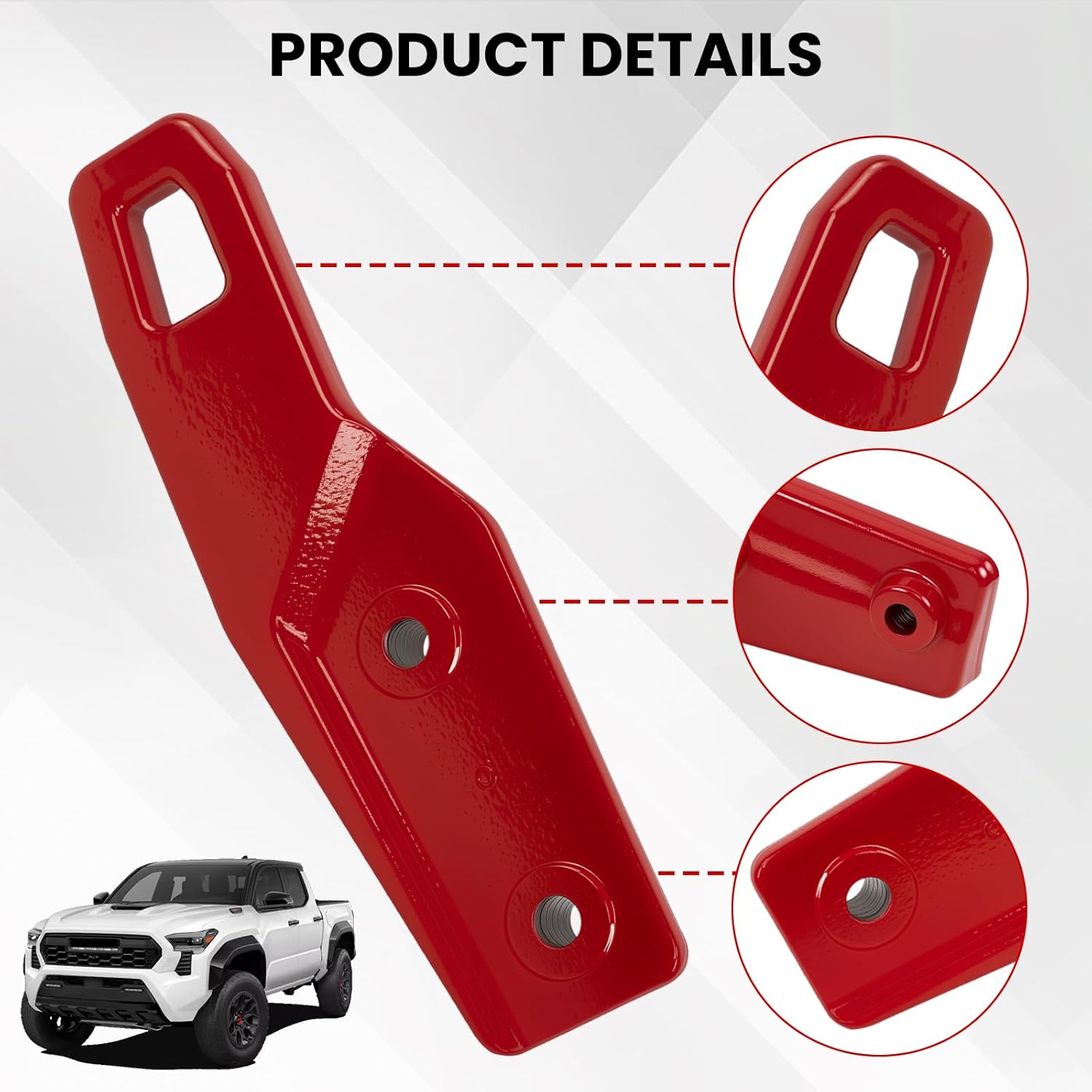 Rear Tow Hooks Kit Compatible with Toyota Tacoma 2024-2026 (Left & Right Sides) - Replaces OEM PT989-35245-03, RED