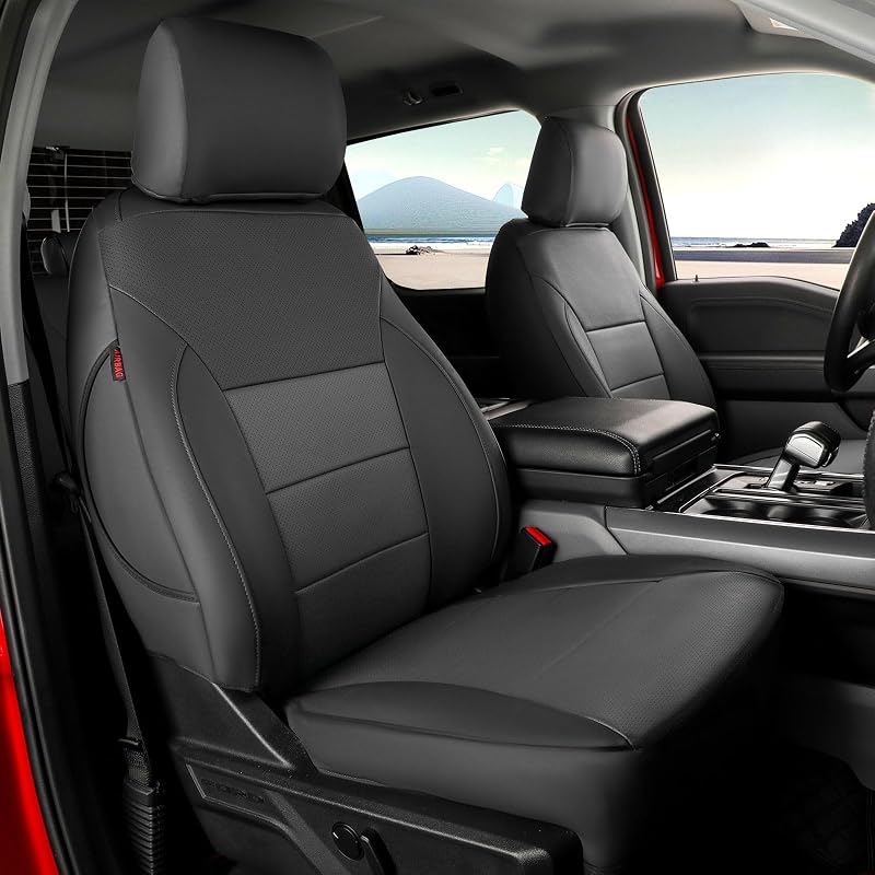Capas para Bancos coverdream em Couro Sintético Preto e Cinza para Ford F-150 SuperCrew 2021–2026 e Super Duty CrewCab