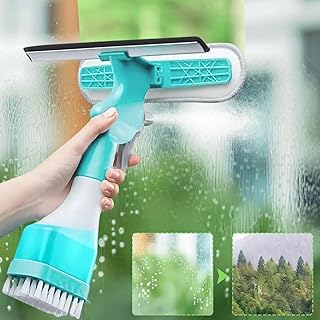 Negro 4-in-1 Glass Window Cleaner Combines a Wiper, Scraper, Brush and Spray Bottle 4 in 1 Kit with Spray Bottle Microfiber Washer Head Home Glass Refillable Bottle Built-in Squeegee, Scrub Pad Spray-picture-15
