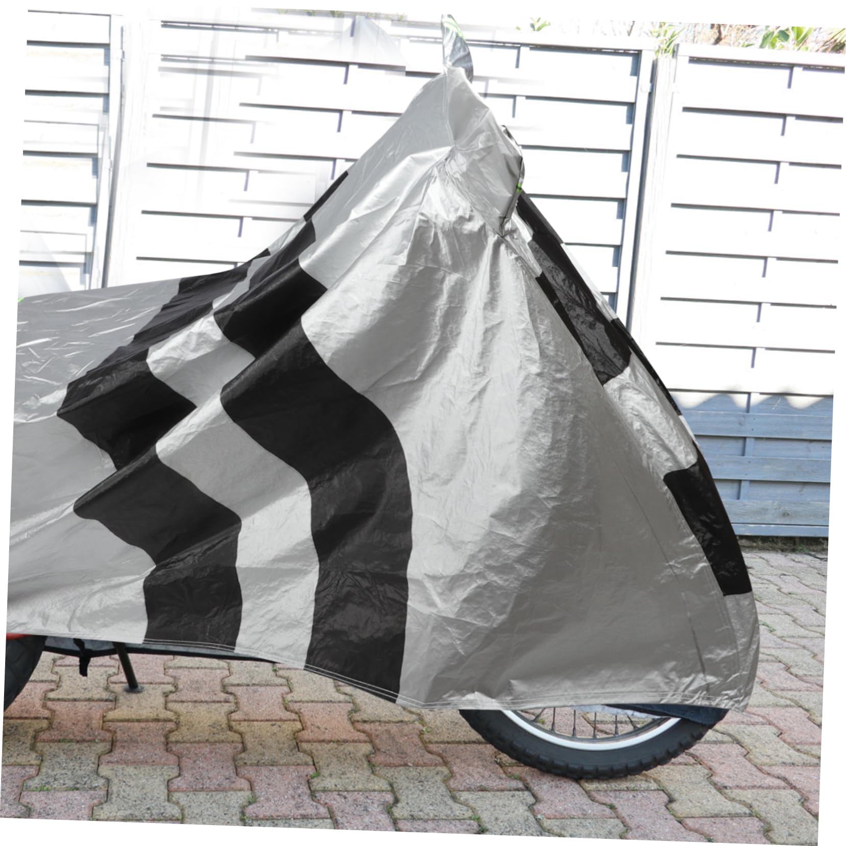 Alipis Housse de Protection Imperméable Coton Floqué, Noir Argenté, Anti-Pluie pour Moto et Trottinette Électrique, Extérieur