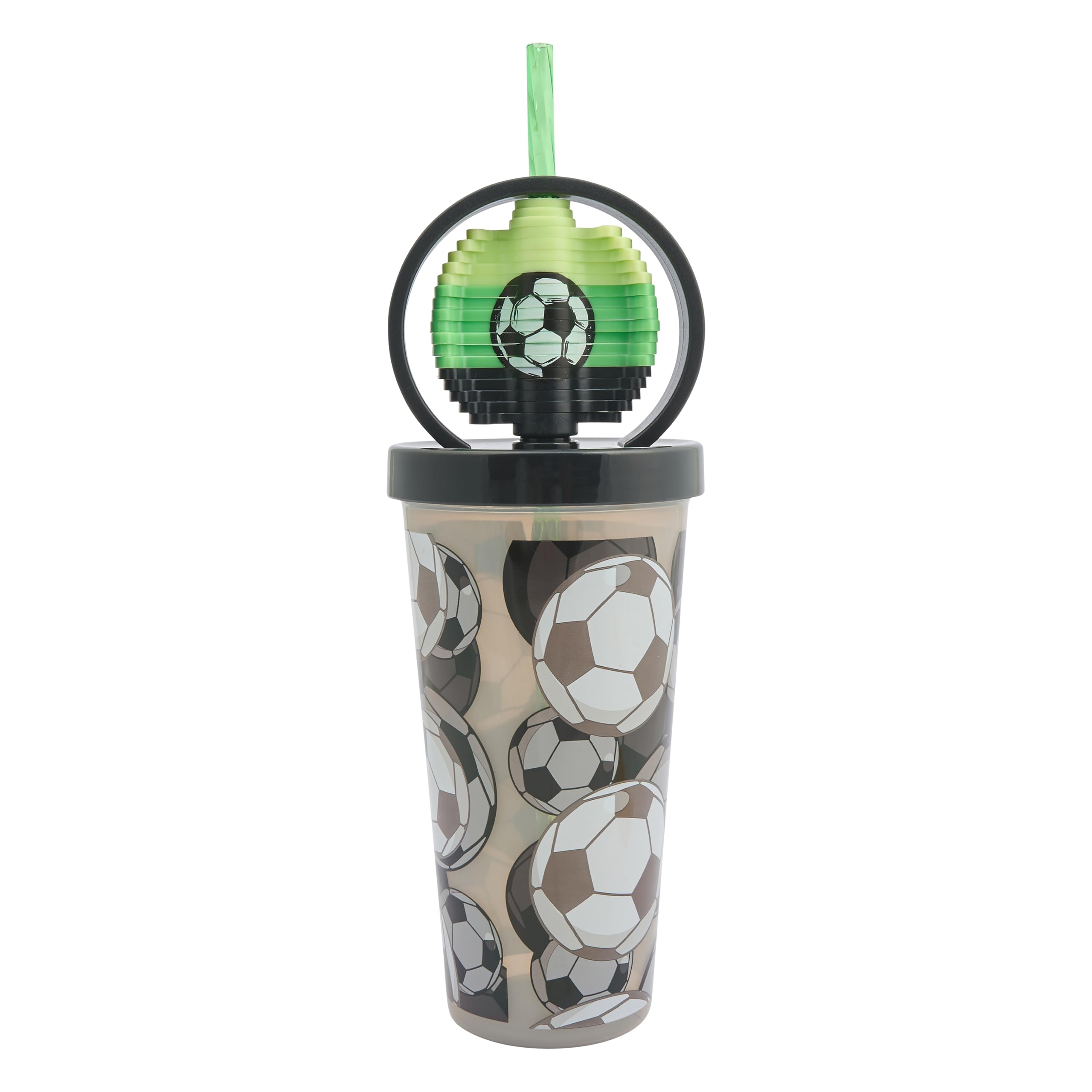 Polar Gear Football 530ml Fidget Spinner Tumbler - Fun & Interactive Drinkware for Kids, BPA-Free, Spill-Proof Lid, Black &Green โ image 1