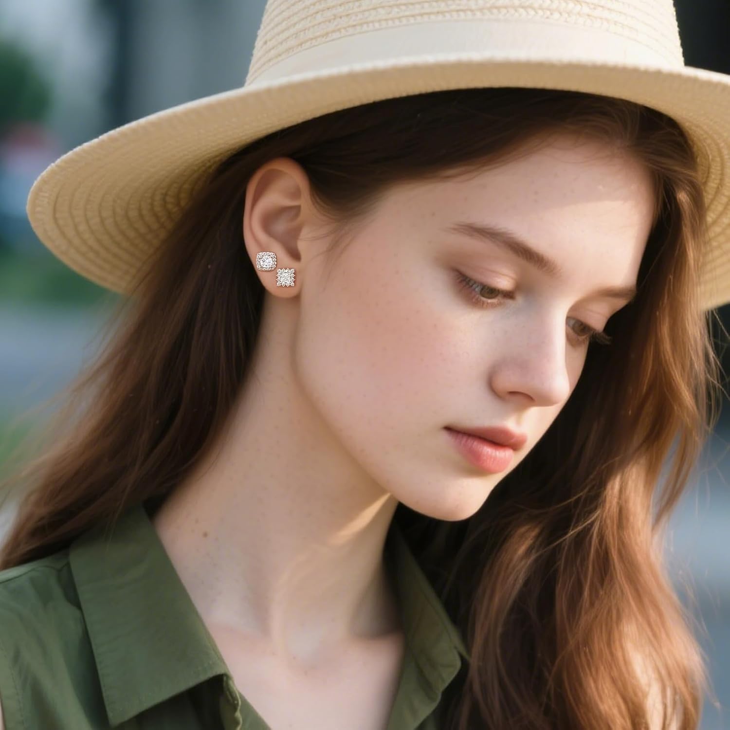 3 Pairs Stud Earrings Set 18K White Gold Plated wedding Earrings Hypoallergenic elegant silver women Square Cut Cubic Zirconia bridesmaid Earring - Image 3