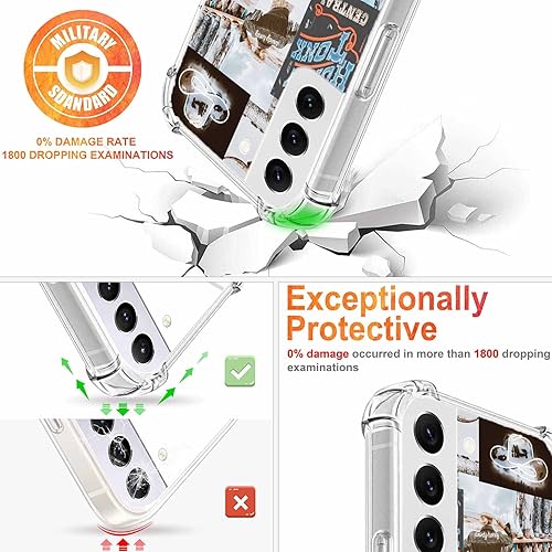 Miniatura 2 de Funda de vaquero para Galaxy S22, funda retro de TPU suave compatible con Samsung Galaxy S22 con collage de arte de la vida de vaquera para niños,