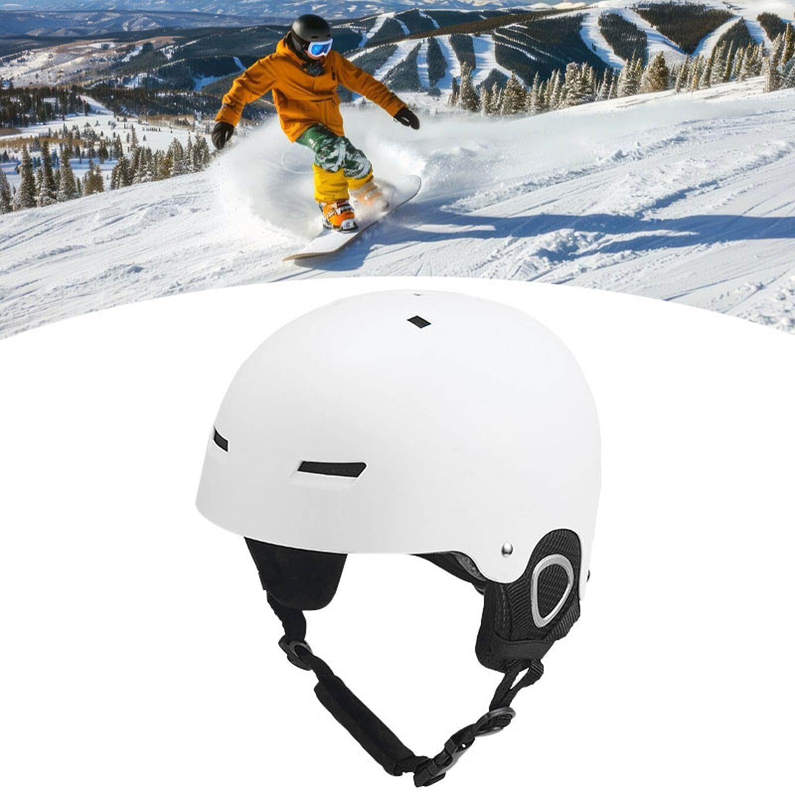 Unisex Skihelm Verstellbar 52cm-57cm, Erwachsener-Hartschalenhelm mit Abnehmbaren Ohrenpolstern, ABS & EPS Schutzhelm mit Belüftung, Wintersport Helm für Damen Herren Ski & Snowboard