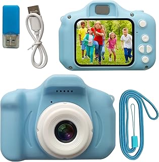 Crianças bonitas portáteis câmera digital recarregável câmera de vídeo câmera de vídeo jogos de suporte com tela de exibição de 1,9 &quot;32G cartão TF Fotografia ao ar livre aniversário feriado Camera for kids,Câmera digital para crianças,Brinquedos para crianças,para meninas e meninos,Câmera de vídeo Blue