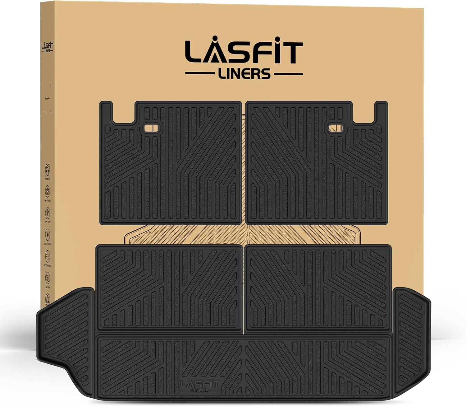 LASFIT Custom Cargo & Backrest Mats for Toyota 4Runner 2025-2026 7-Seat - All-Weather TPE Liner, Easy Clean, Durable No-Curl Black