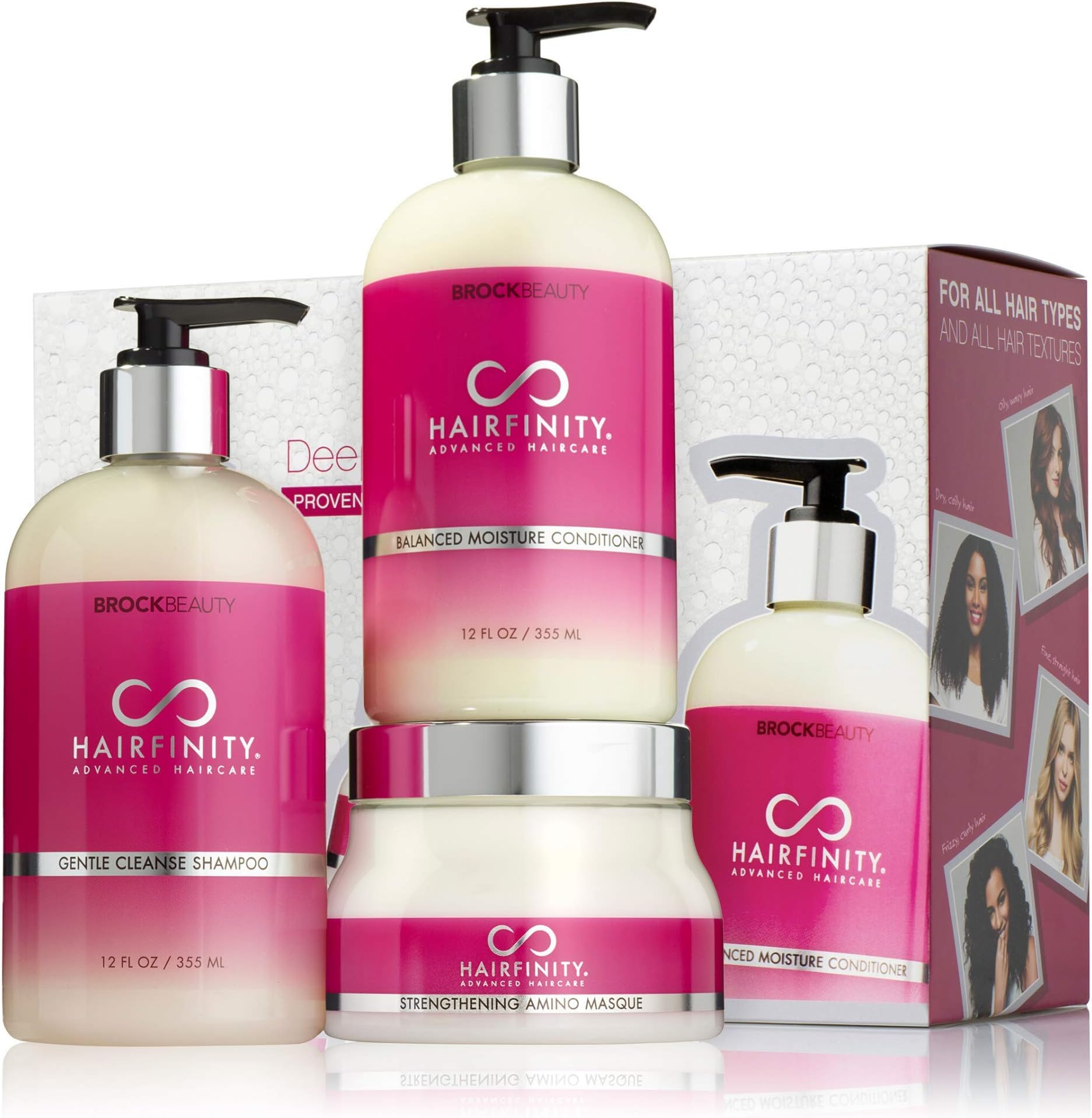 Hairfinity Deep Repairing Kit - Biotin Shampoo & Conditioner Set with Keratin Hair Mask - Silicone & Sulfate Free Growth Formulas for Damaged, Dry, Curly & Frizzy Hair - Thickening for Thin Hair