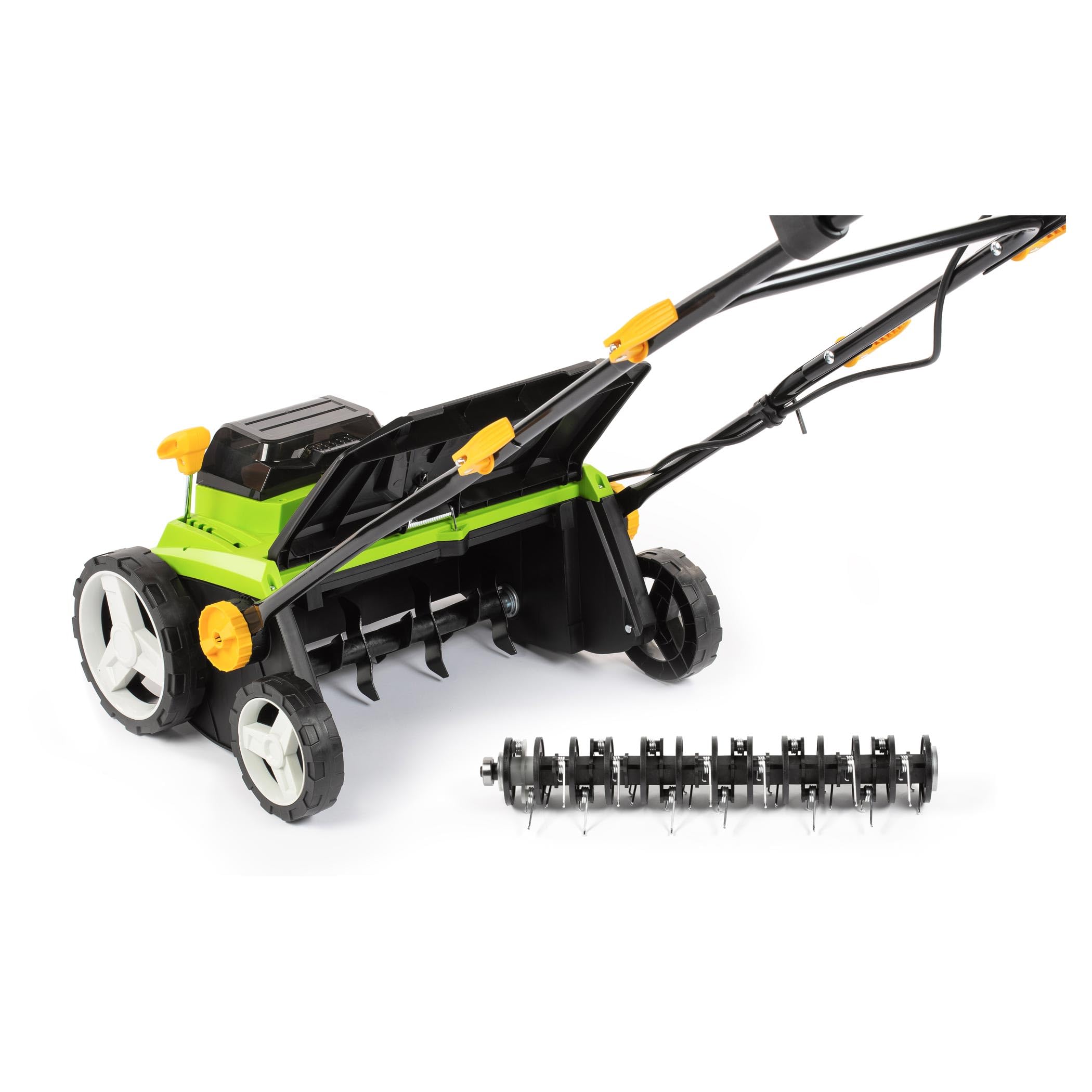 Escarificador eléctrico sin escobillas de 20 V - Ancho 38 cm, 16 Cuchillas, Ajuste de 5 Posiciones (-12 a +6 mm), Mango ergonómico, baterías y Cargador NO incluidos - Fast Power 20V
