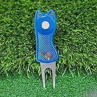 Vista 3 de Myartte Herramienta de reparación Divot de golf, herramienta plegable de acero inoxidable, con 2 marcadores de pelota de golf desmontables, botón