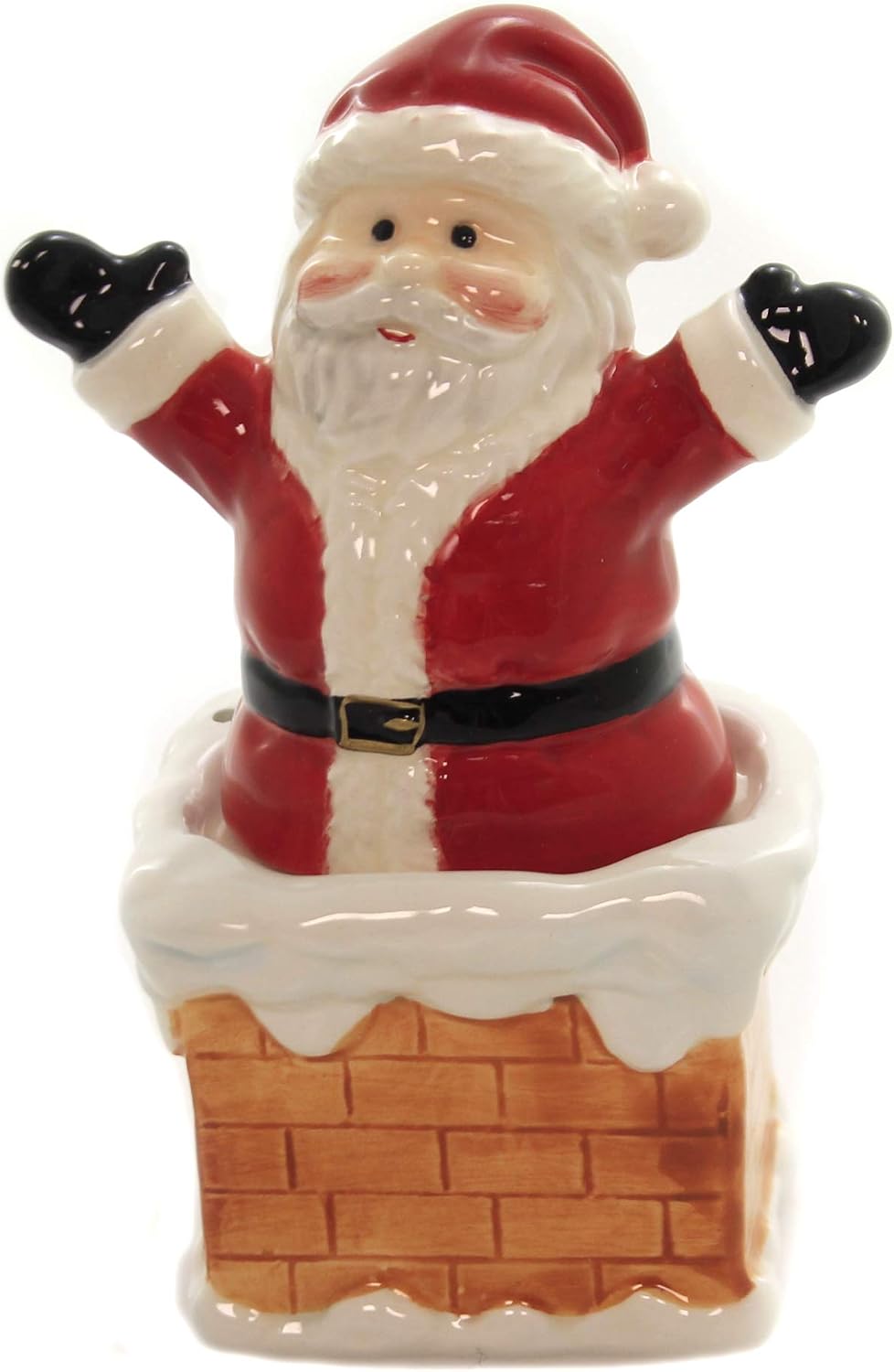 Santa On Chimney Ceramic Salt Pepper Shakers