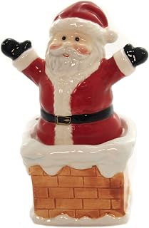 Santa On Chimney Ceramic Salt Pepper Shakers