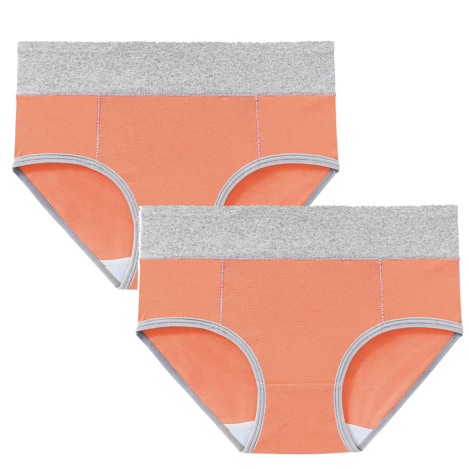 2PC Women Plus Size Briefs Panty Soft High Waisted Cotton Underwear Comfy Stretchy Full Coverage Breathable Panties