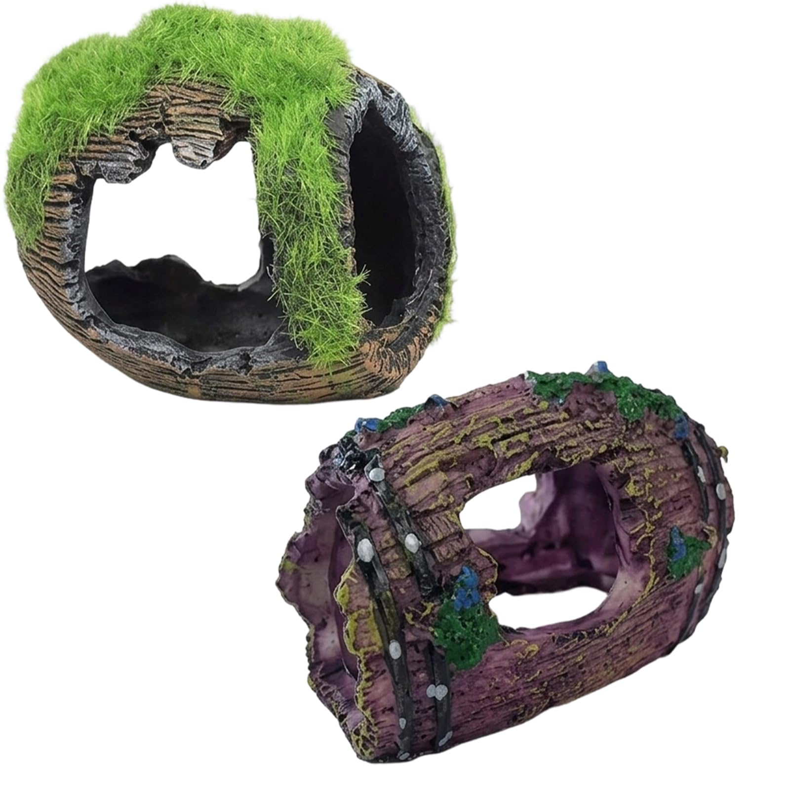 QhgPnt 2 PCS Barrel Aquarium Decorations, Aquarium Caves and Hides for Betta Fish, Resin Fish Tank Ornaments, Fish Tank Accessories Ornaments for Fish Shrimp Hiding, Aquarium Decoration Set