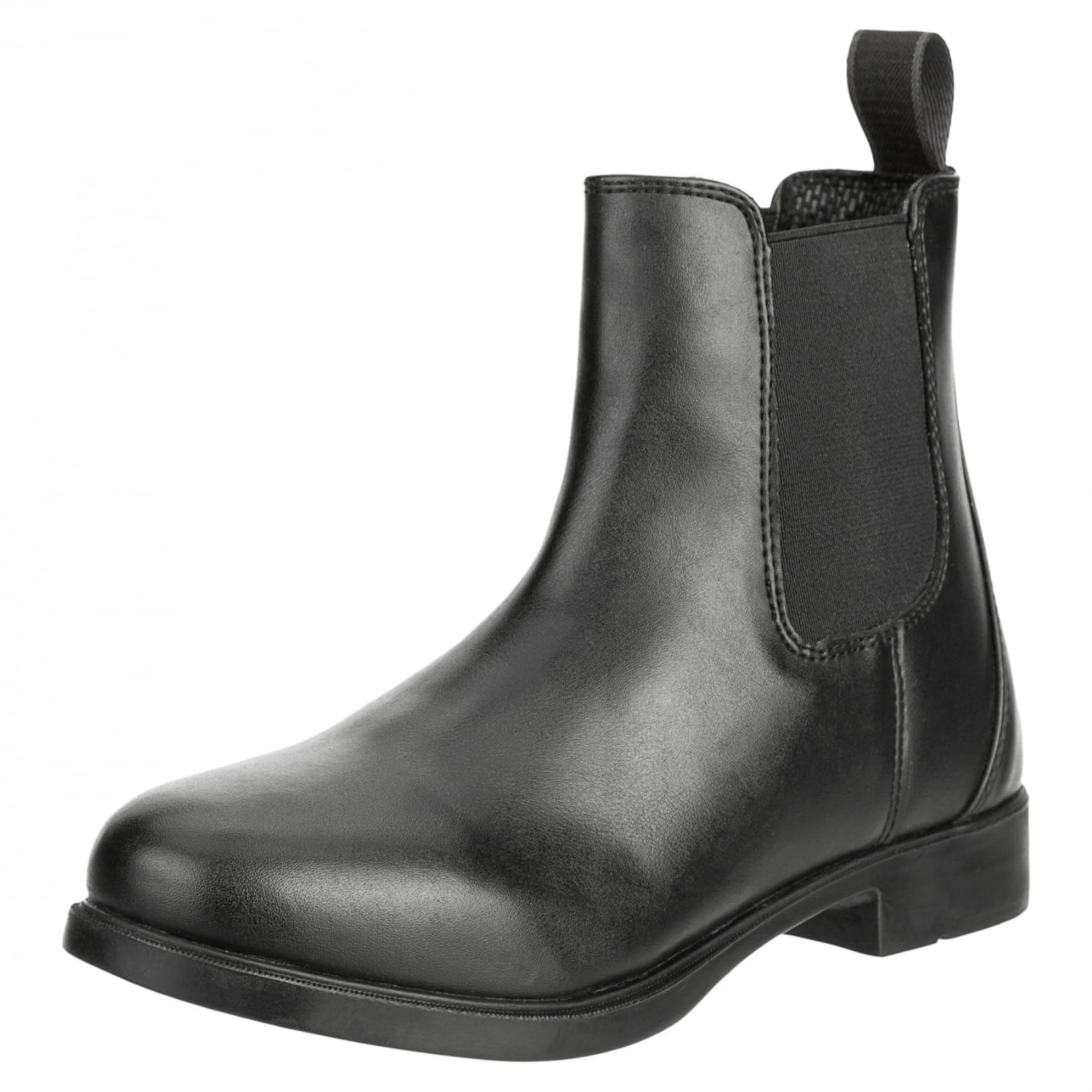 RL24 - Jodhpur Reitstiefelette soft | Kinder, Herren & Damen Stiefeletten | mit Elastikeinsatz & Pull-On | wasserdichte Chelsea Boots aus Kunstleder | schwarze Reitschuhe | Größe 28-46