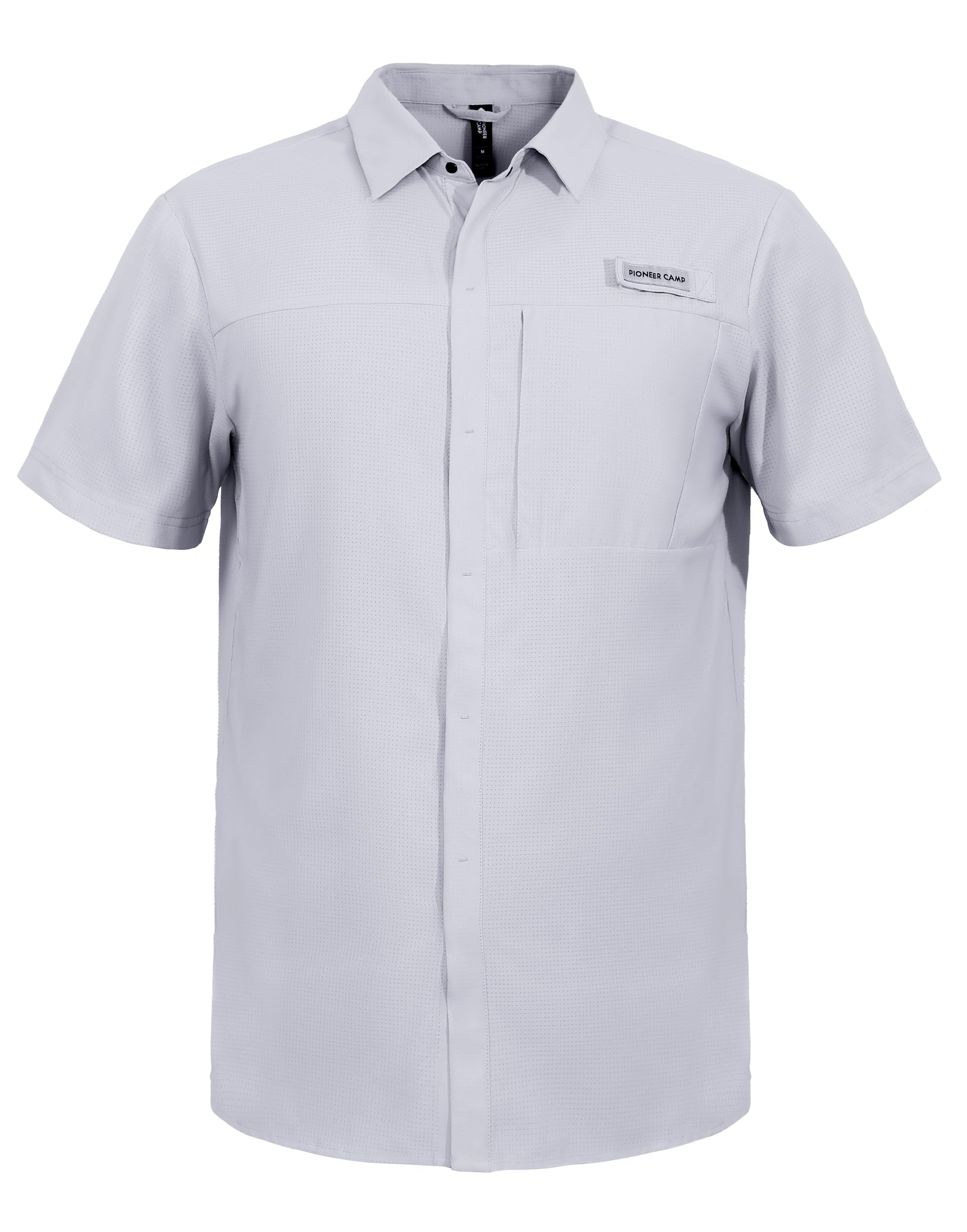 Pioneer Camp Camisas de pesca para hombre con bolsillo con cremallera UPF 50+, ligeras, informales, de manga corta, con botones, para senderismo