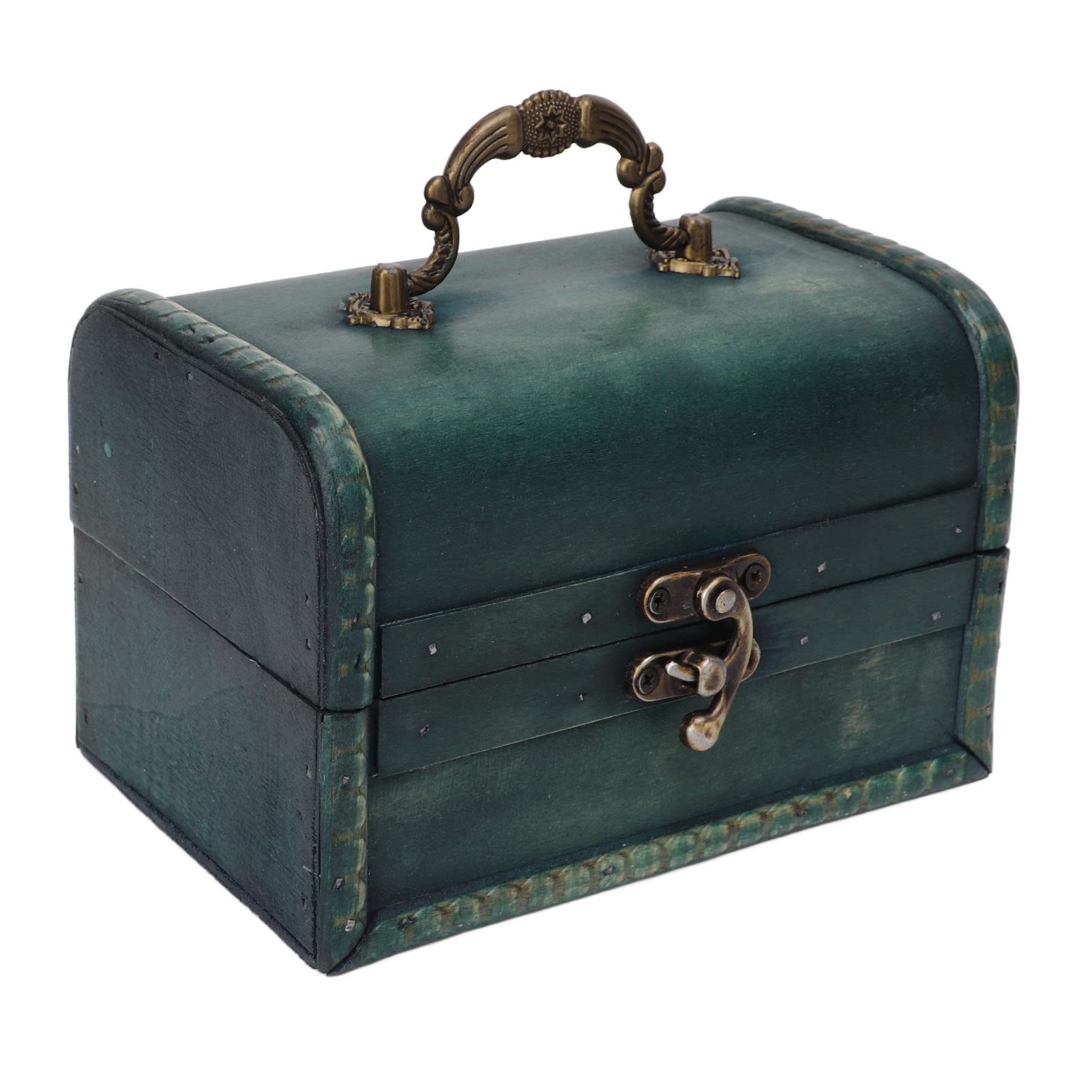 MINGZHE Jewelry Case Jewelry Box Retro Green Compact Design Composite Wood Resin Portable Practical Jewelry Storage Case