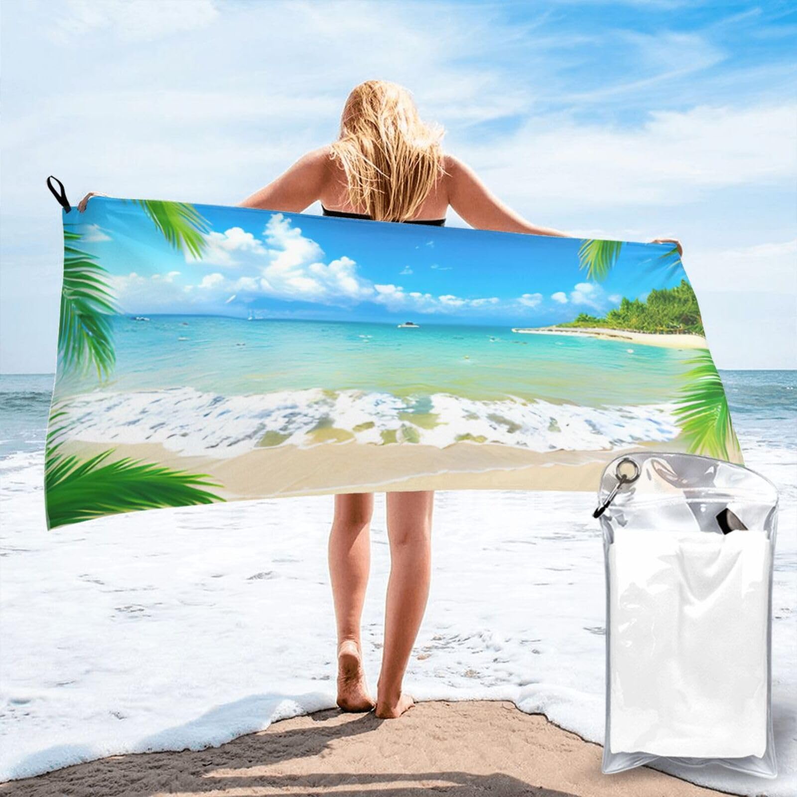 pojknbv Starfish Beach Sea Palms Print Travel Gym Towel For Beach Camping Hiking Yoga Lightweight Reusable Versatility