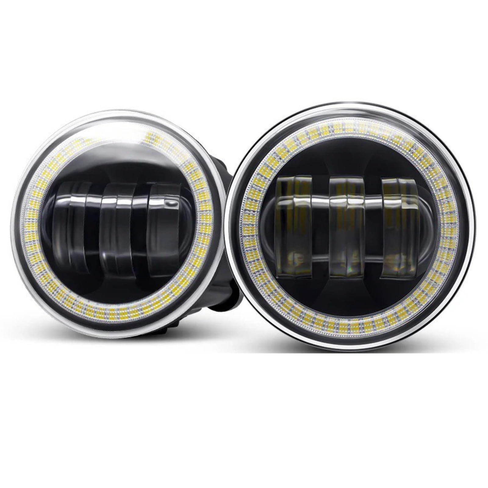 Faros Antiniebla Para FX FX35 FX37 FX45 FX50 G G25 G37 M M35H M37 M56 Luz Antiniebla De Ojo Ángel Coche Lente LED 30W Lámpara Diurna DRL 12V Antiniebla Delantero(Yellow Yellow)
