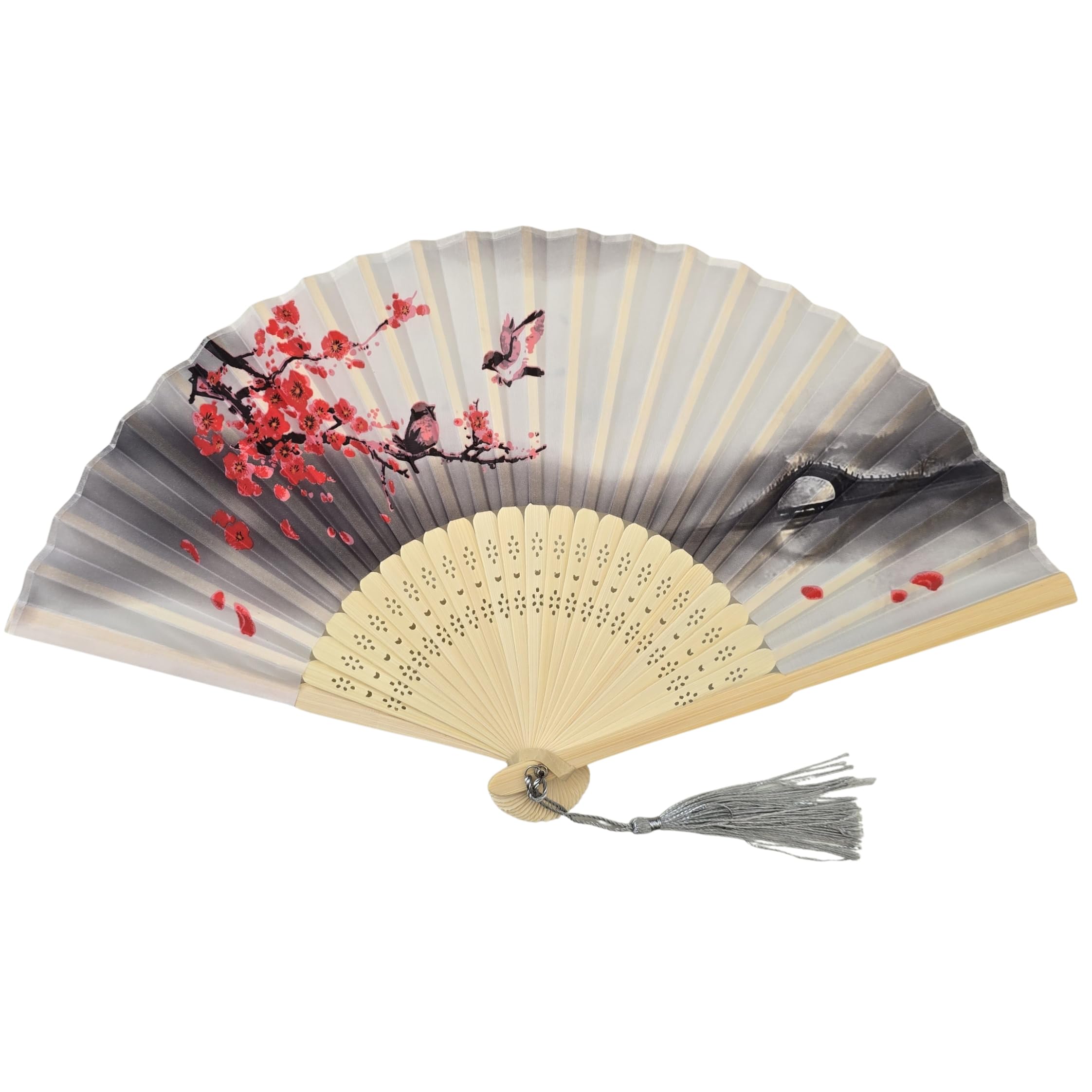 GFM® Bamboo Silk Handheld Folding Hand Fan for Summer, Wedding, Party Favour (FLSLK-CH-50) — image 1