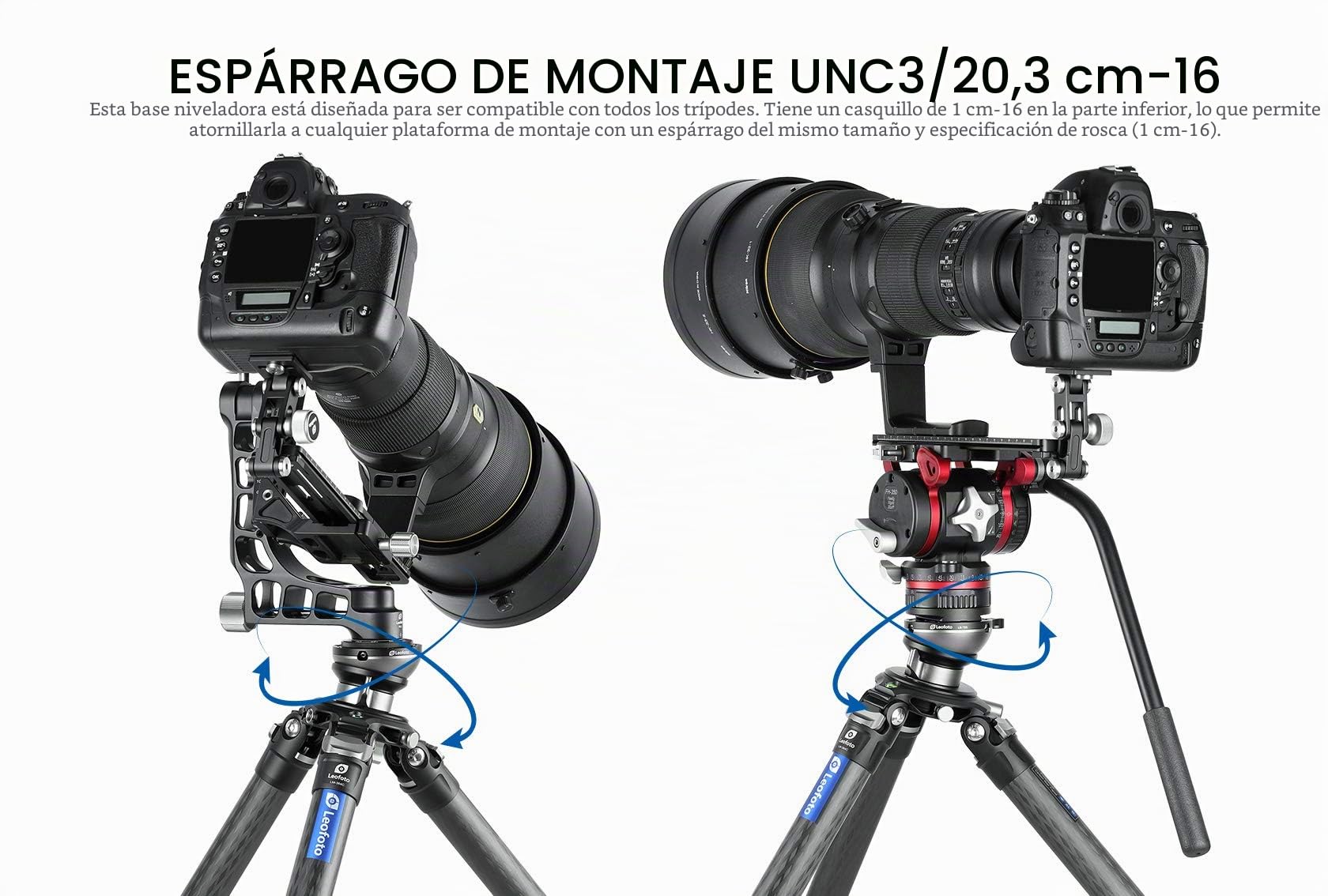 Base de nivelación LB-75 de 75 mm para trípode con cuello de bloqueo de mariposa, carga máxima de +/-15° de inclinación