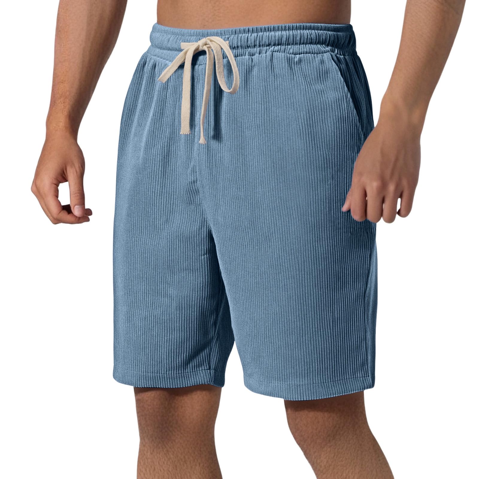 Bermuda Homme En Coton Léger – Élastique à La Taille, 4 Poches – Idéal été, Golf, Loisirs, Décontracté