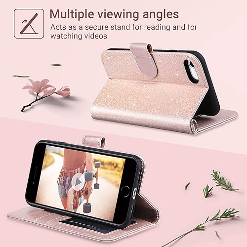 Miniatura 4 de ULAK Funda para iPhone SE 3 Wallet 2022, iPhone 8 Wallet, iPhone SE Wallet 2020, iPhone 7 Flip Case, Funda protectora de piel sintética para iPhone