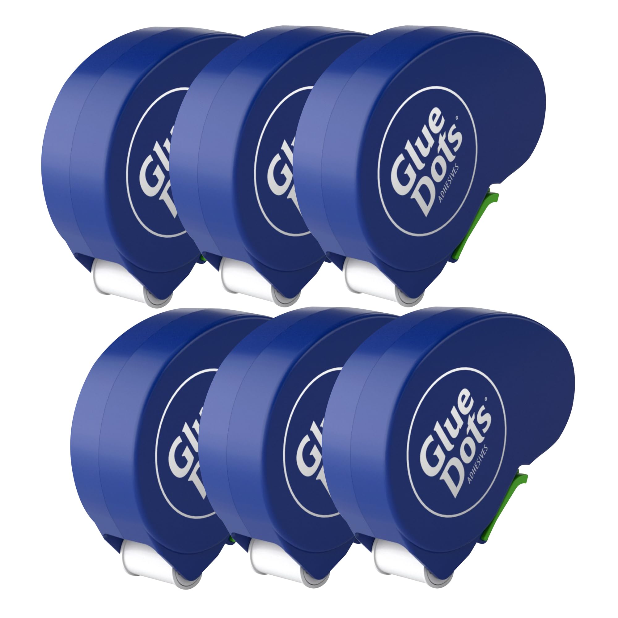 Glue Dots, Distributore per l'uso quotidiano, set di 6, 750 punti in totale, 0,95 cm, mobile, riposizionabile, multifunzionale, contenitori per etichette, stick di colla e nastro adesivo