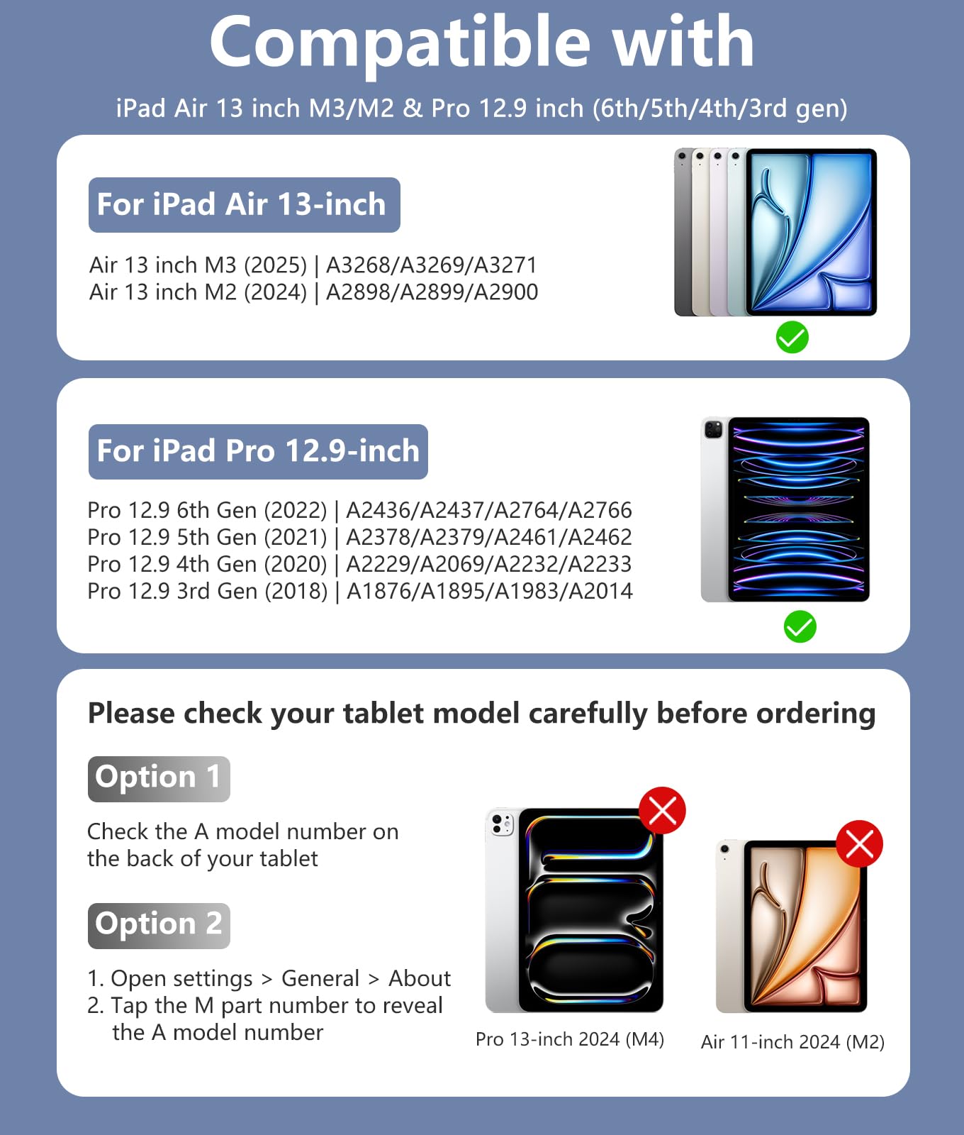 Harvopu for iPad Air 13 Inch & Pro 12.9 Case with Keyboard - Multi-Touch Trackpad, 7 Colors Backlit, Detachable Keyboard Cover for iPad Pro 12.9 (6th, 5th, 4th, 3rd gen), Air 13 M4/M3/M2 (): Blue