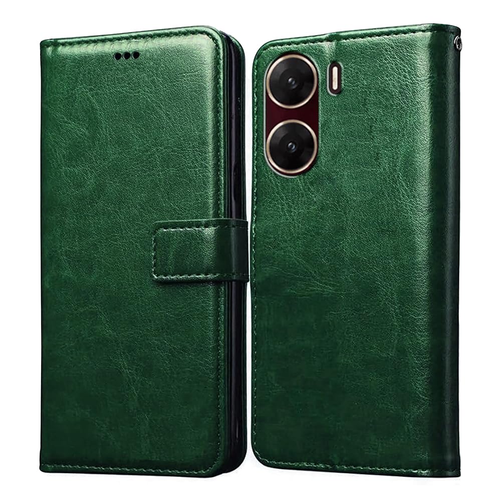 Casotec Flip Cover Back Case for Vivo V29E 5G | Premium Leather Finish | Inbuilt Pockets & Stand | Flip Cover Back Case for Vivo V29E 5G (Green) (B0CJ81MMG6) Amazon Price History, Amazon Price Tracker