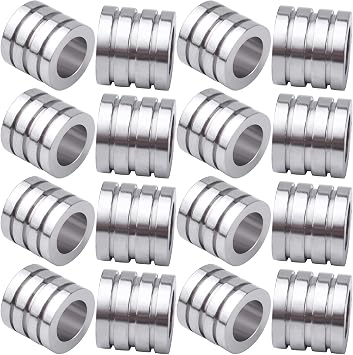 20pcs Stainless Steel Spacer Beads Grooved Column Beads Tube Spacers with 6.4mm Large Hole for DIY European Bracelet Necklace Jewelry Making Accessories