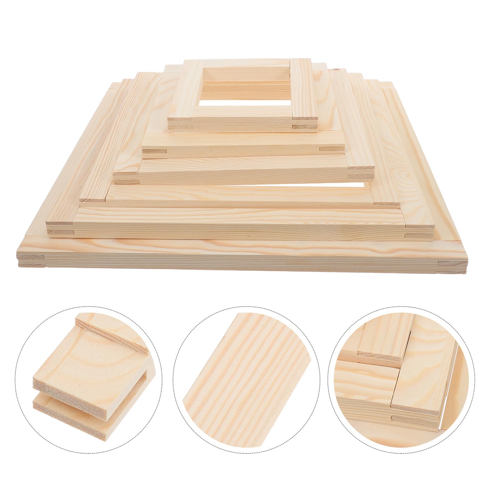 Varillas de Madera para Bastidor de Costura 24 Piezas, 6 Tamaños | Lienzo de Bordado, con Chinchetas y Tornillos, Superficie Lisa, Soporte Firme, para Principiantes