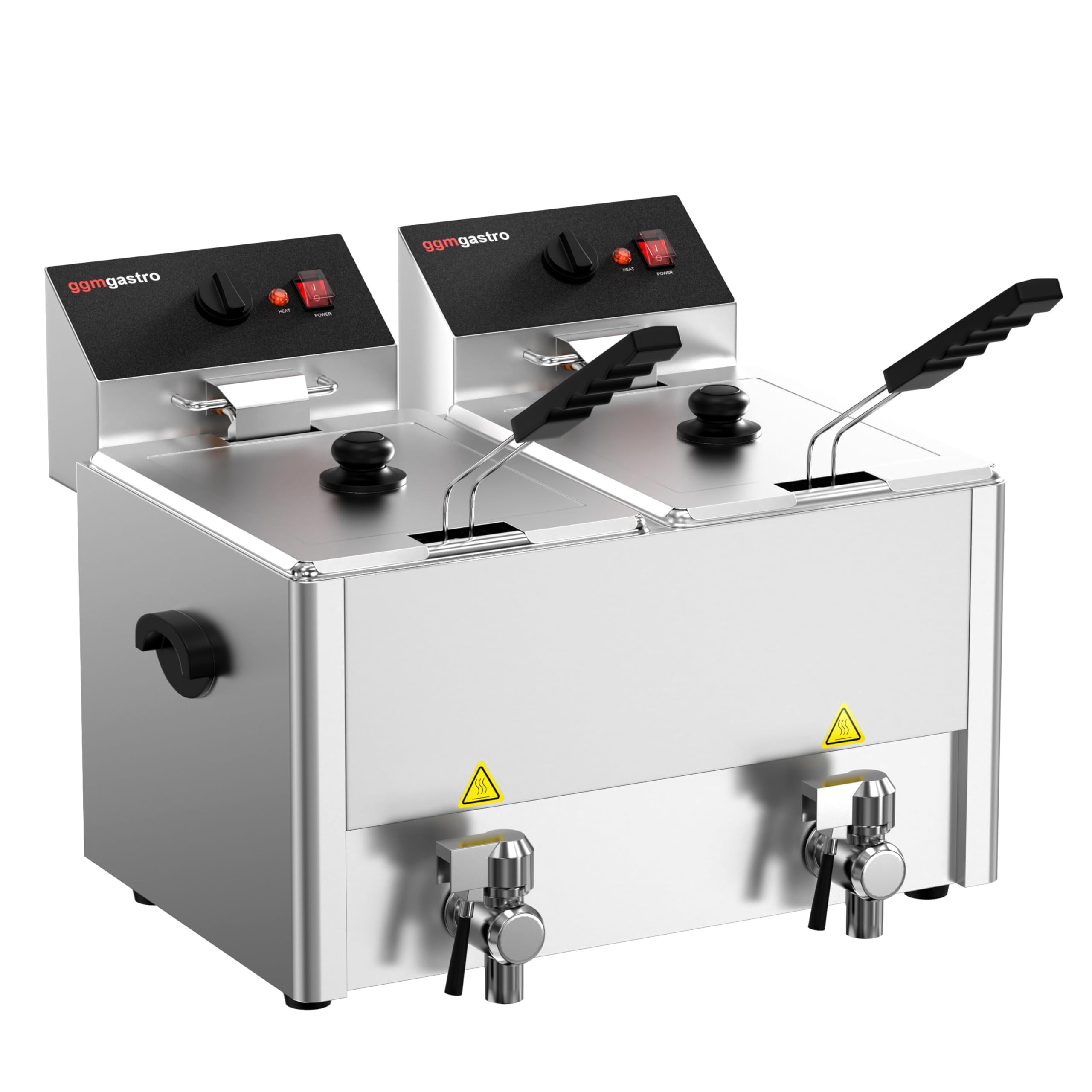 GGM Gastro Elektro Doppelfritteuse 2x8L 6,5kW | Ideal für den Dauereinsatz, hochwertige Edelstahlkonstruktion, schnelle Reinigung, hohe Standfestigkeit, komfortabel