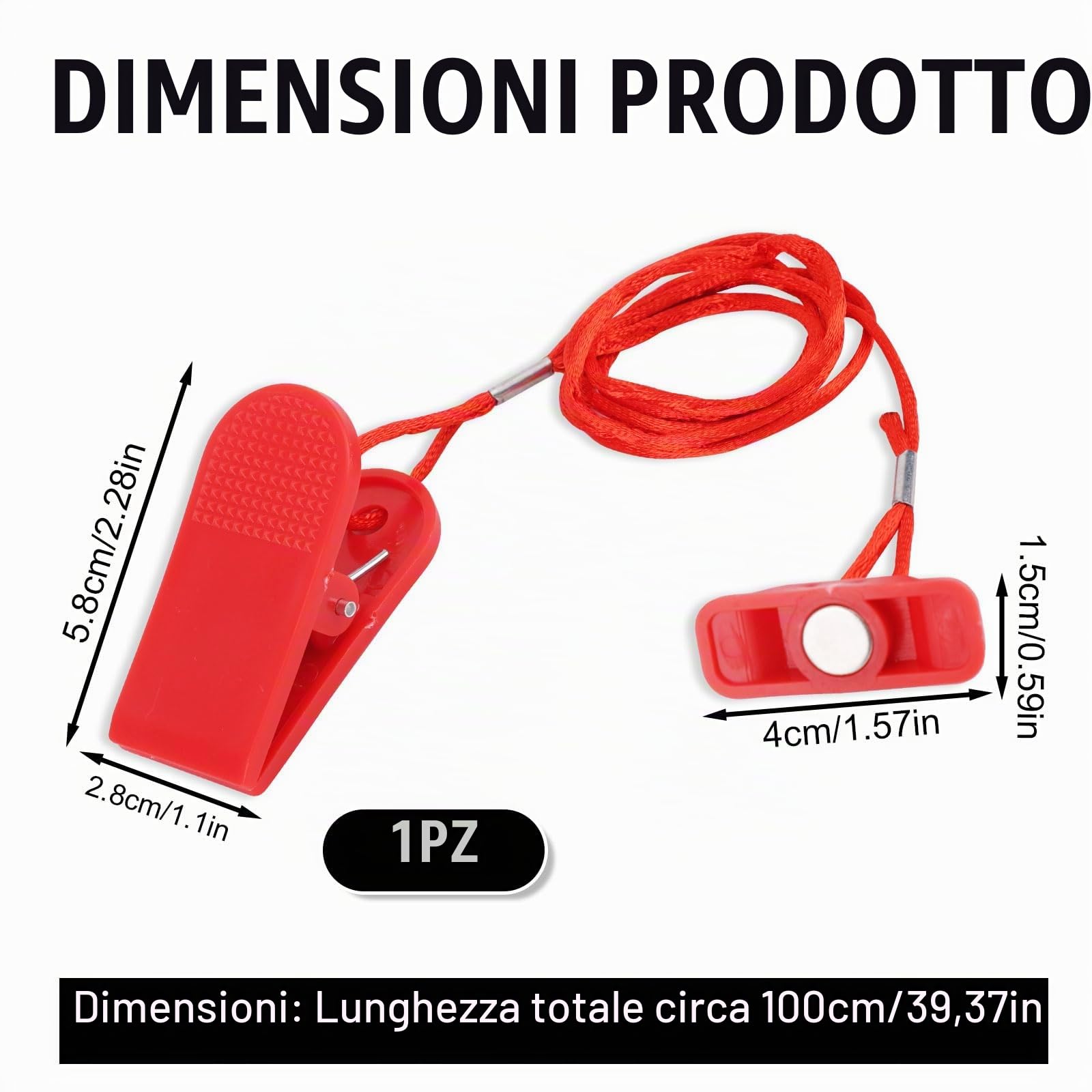 Gosknor Chiave di Sicurezza Magnetica Universale per Tapis Roulant, Rosso, Special Feature: Leggero