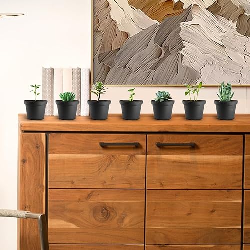 Vista 13 de Paquete de 100 macetas redondas pequeñas de 2.5 pulgadas para plantas de semillero para suculentas, macetas de vivero hechas de material PP de grado