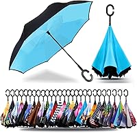 Vista 202 de SIEPASA Paraguas invertido invertido de 49/56 pulgadas, doble toldo extra grande, ventilado, resistente al viento, impermeable, paraguas de golf