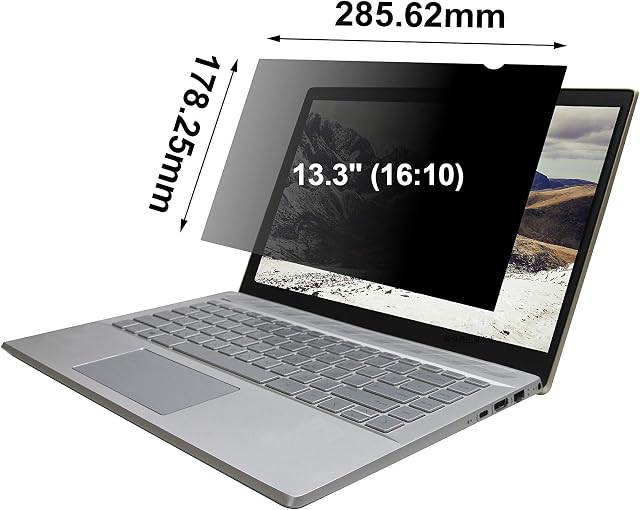 ARCANITE Privacy Screen Filter for 13.3" Widescreen Monitor (16:10), Antimicrobial / Anti Blue Light / Anti UV / Anti Glare Screen Protector
