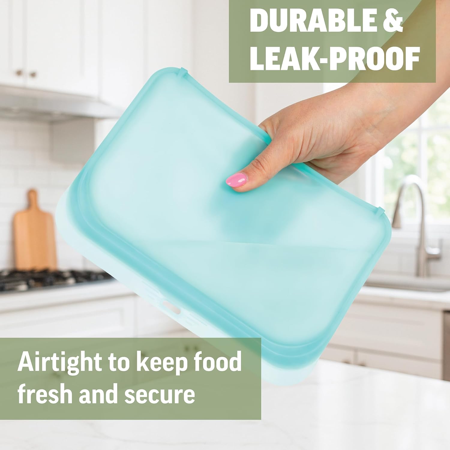 Zenlogy Reusable Silicone Snack Bag, Air-Tight Multi-Use, Freezer and Microwave Safe Food Storage Containers, Eco-Friendly alternative to plastic bags 4 Pack (1 Snack, 2 Sandwich, 1 Half Gallon Size)