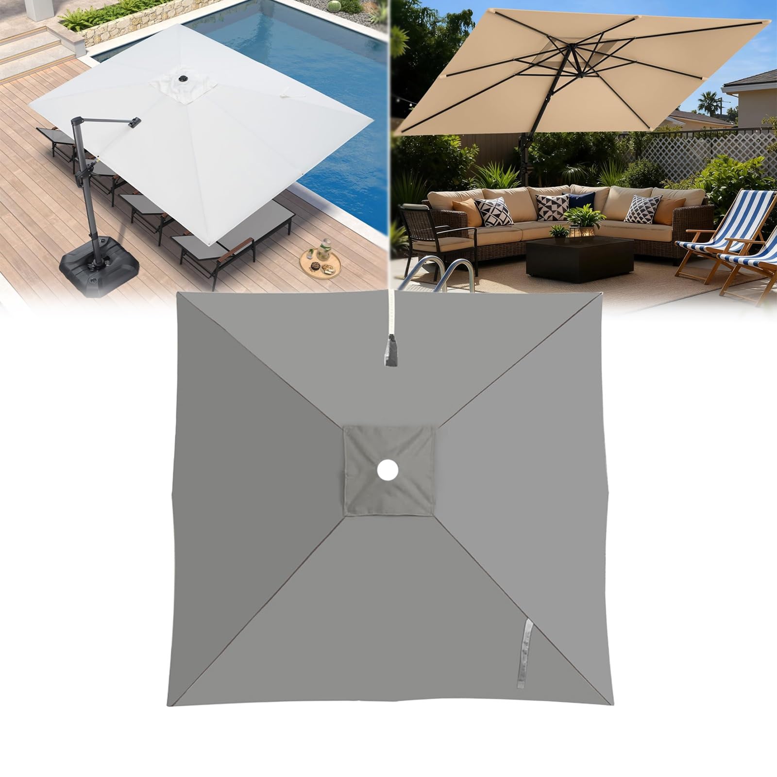AntiUV Baldacchino Di Ricambio Ombrello, Antipioggia, Protezione Solare, Telo Copertura Di Rechange Per Ombrellone Giardino Patio Esterno, Tettoia Sostituzione Parasole Canopy(Topaz,3X3m)