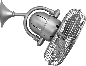 Matthews KC-BN Kaye 13" Damp Rated 90 Degree Oscillating Wall Mount Fan/Ceiling Fan with Wall Control, 3 Metal Blades, Brushed Nickel