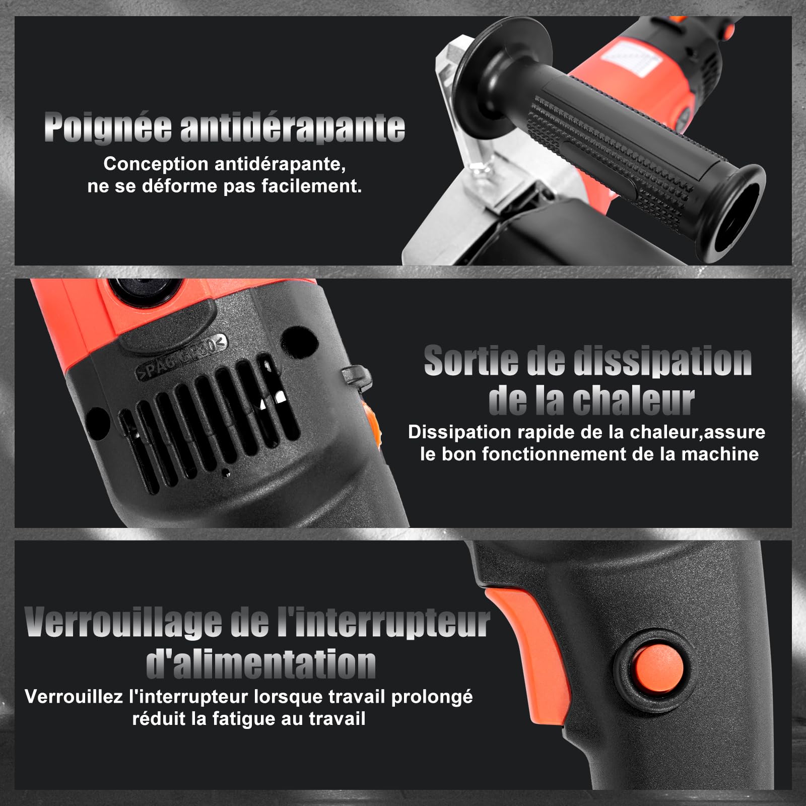 HYCHIKA 1400W Ponceuse Electrique, Machine à Poncer Rénovateur, Appareil de Brossage pour la Rénovation de Surfaces de Toutes Sortes, Gamme de 8 vitesses 600-3600RPM, Convient pour le bois, le métal