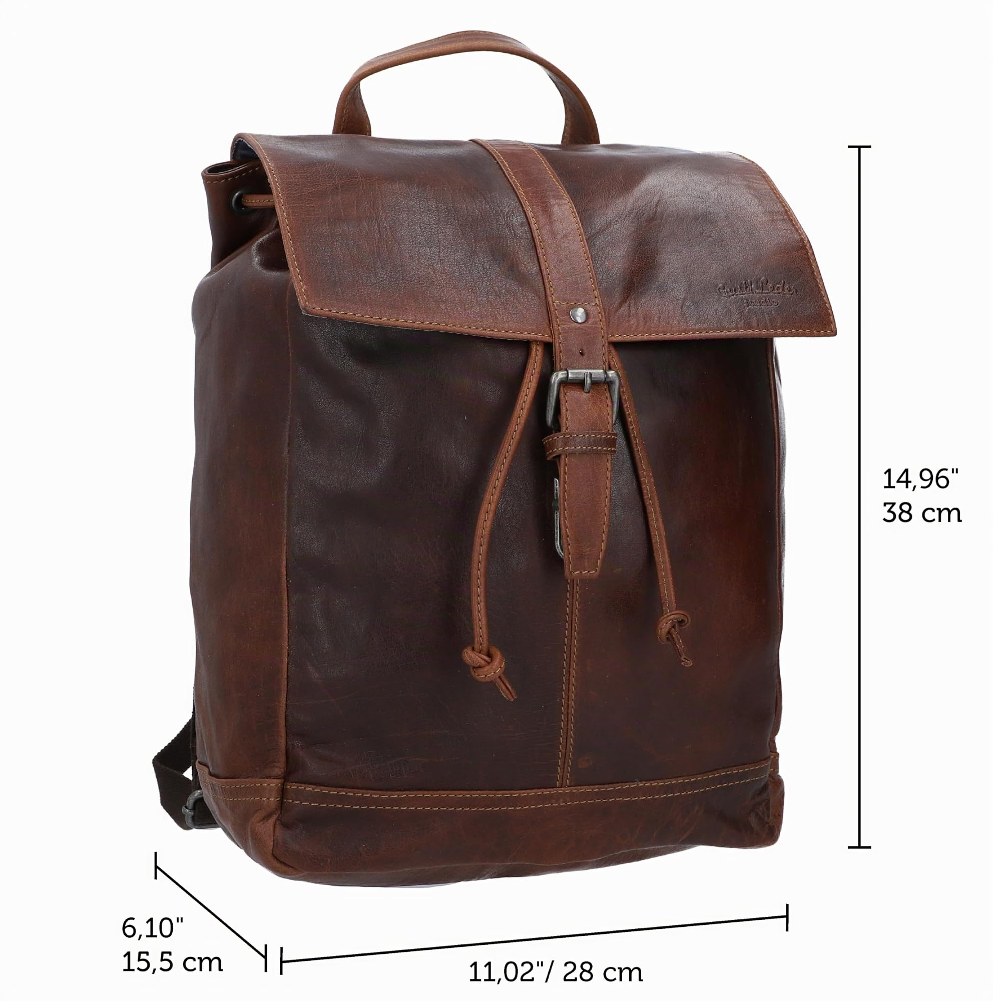 Gusti Kurierrucksack Leder - Jaime Rucksack Lederrucksack Vintage Cityrucksack Outdoorrucksack Laptoptasche Unirucksack 17L Leder