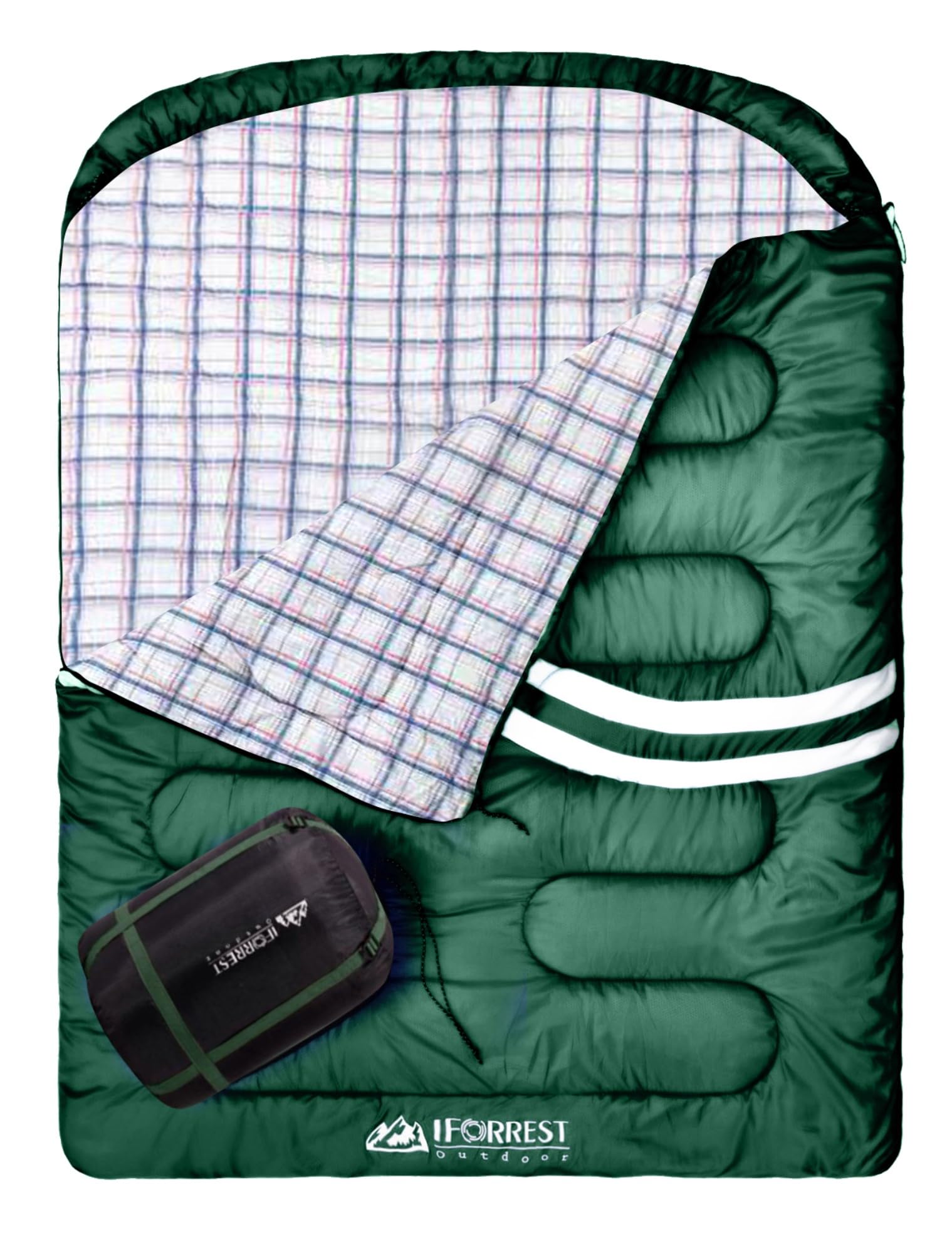 IFORREST Double Sleeping Bag for Adults - 2 Person Cold Weather(3-4 Seasons) Camping Bed, Extra-Wide & Warm XXL with 2 Pillows